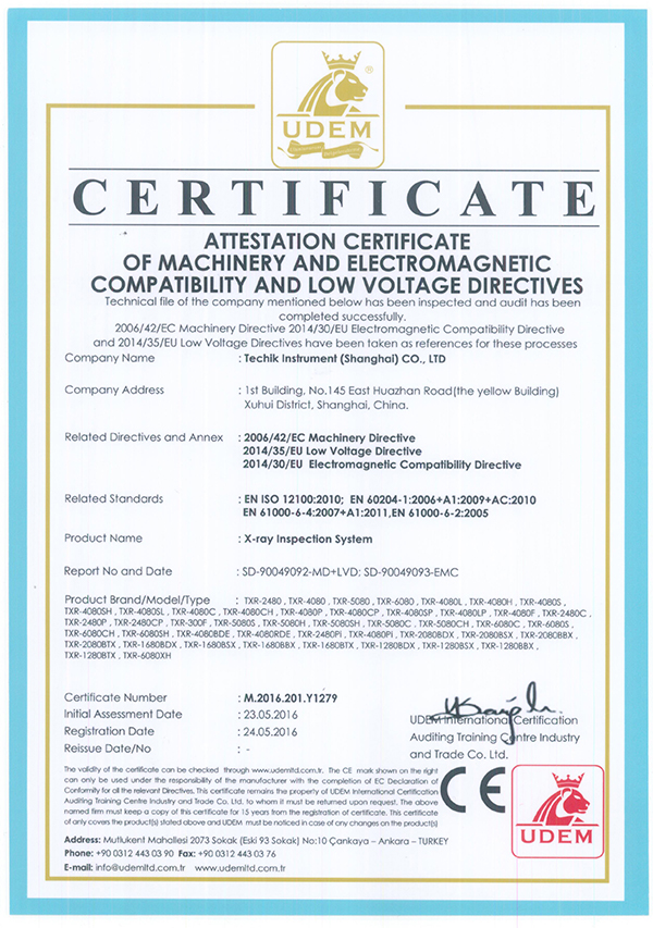 MD + LVD + EMC dla maszyny do kontroli rentgenowskiej