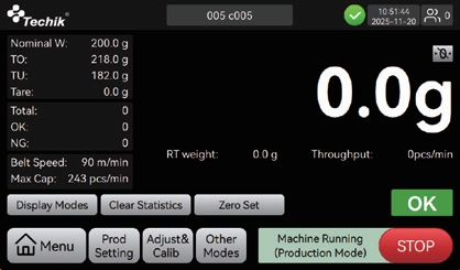 Product weight display interface